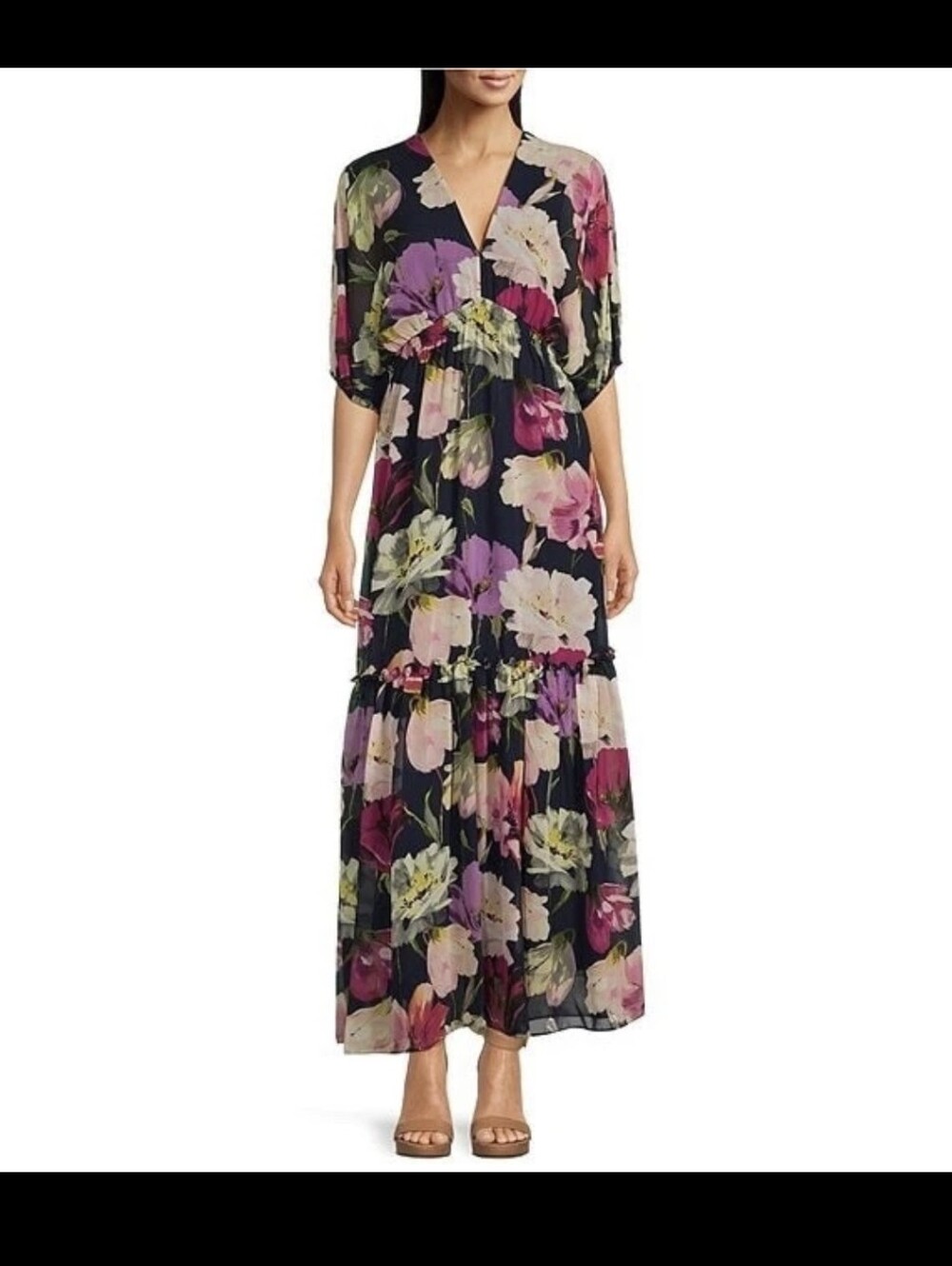 Taylor Floral V-Neck Smock Waist Maxi Dress